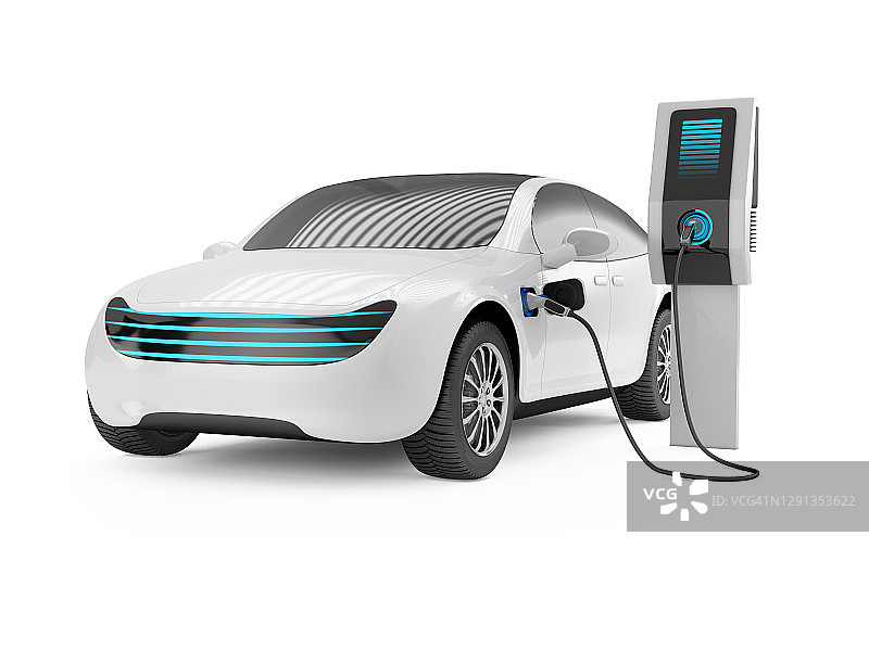 电动汽车充电插画图片素材