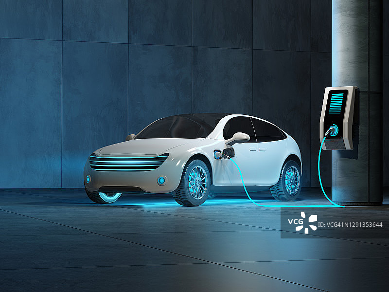电动汽车充电插画图片素材