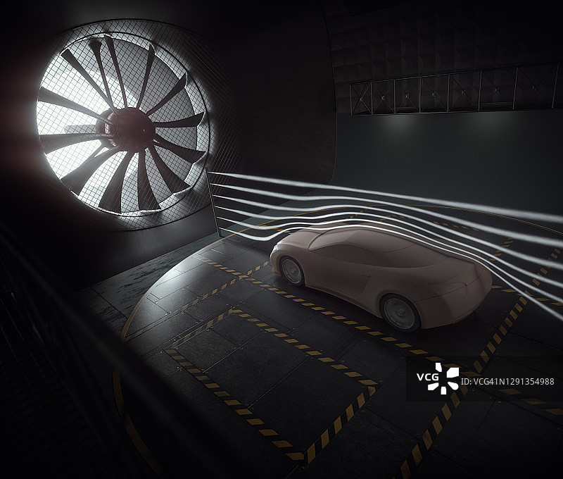 风洞中的汽车插画图片素材