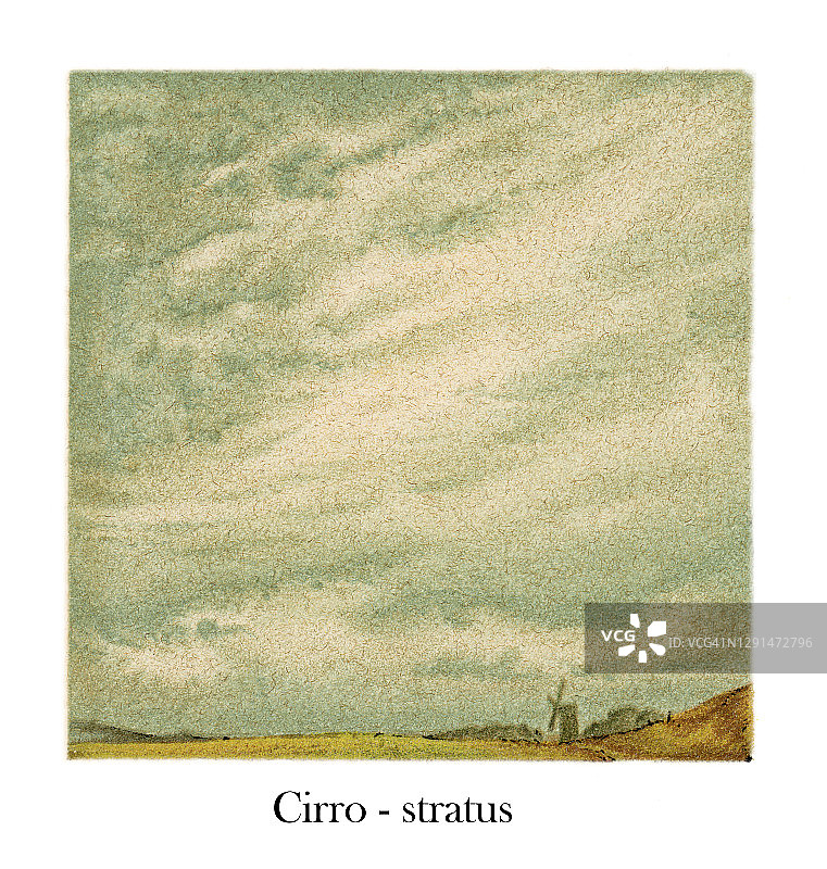 云的类型古董插画：卷层云图片素材