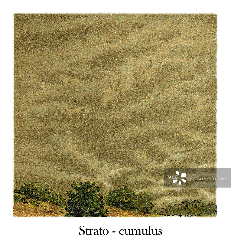 层积云类型古董插画图片素材