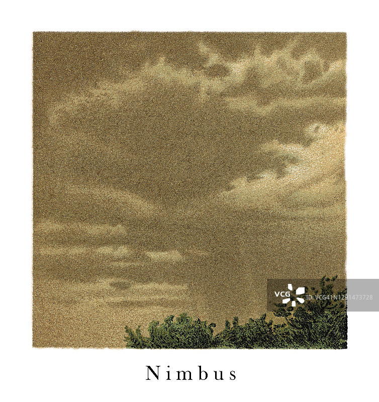 雨云云层类型古董插画图片素材