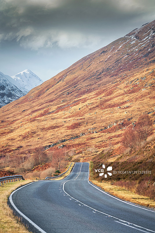 苏格兰高地克鲁尼湖老军路A87公路图片素材