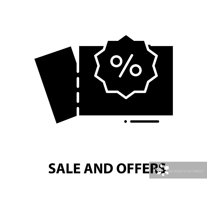 促销优惠图标，带可编辑笔画的黑色矢量标志，概念插图图片素材