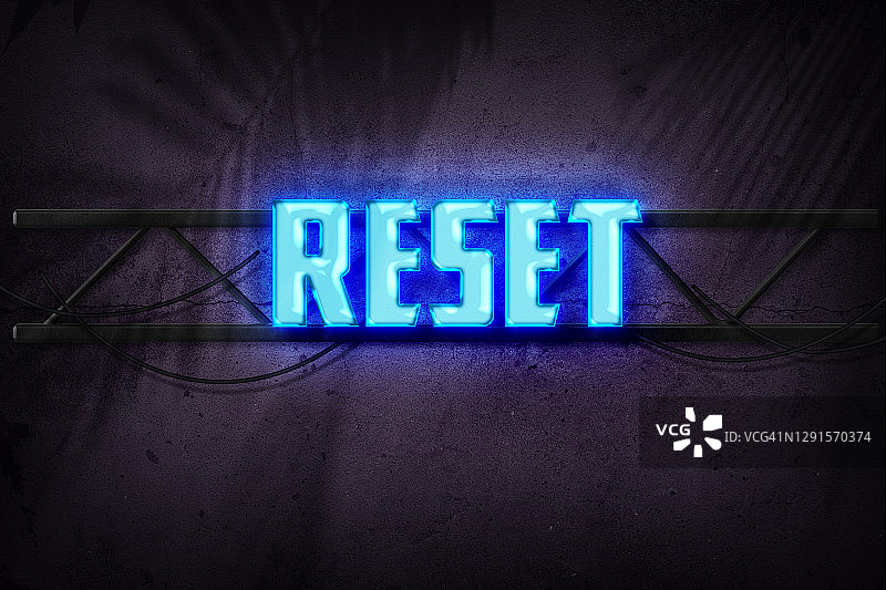 霓虹风格的“重置”单字图片素材