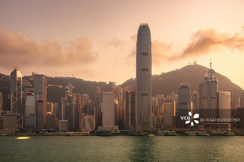 香港维多利亚港天际线图片素材