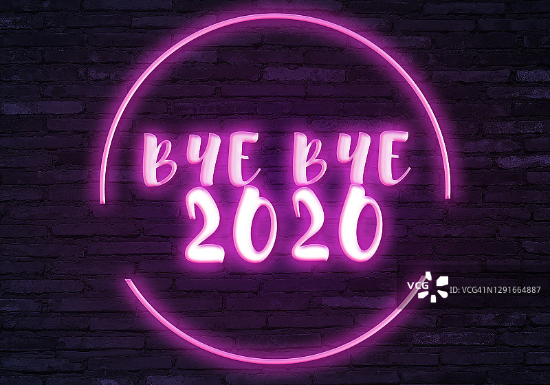 “拜拜2020”的霓虹灯信息图片素材