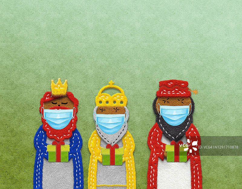 疫情期间的毡制三智者手工艺术品图片素材