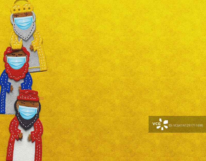 疫情期间的毡制三智者手工艺术品图片素材