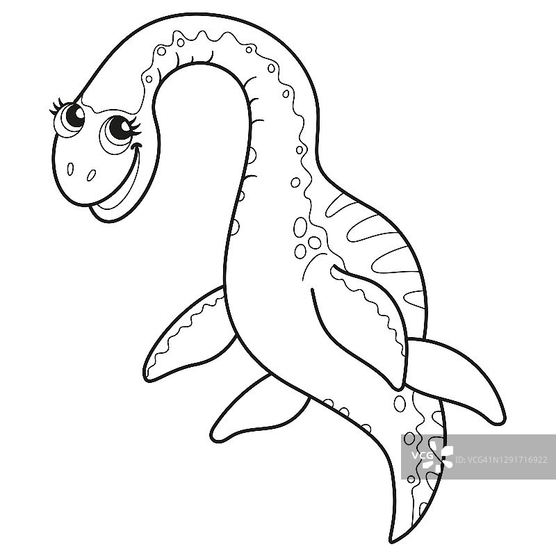 儿童涂色书：蛇颈龙宝宝图片素材