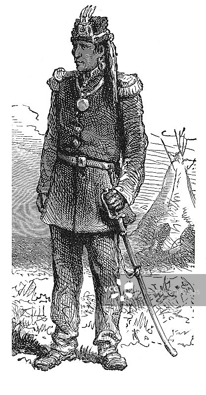 拉勒米堡士兵古老雕刻插图图片素材