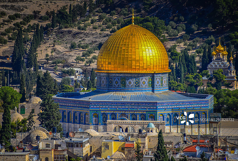 从橄榄山看耶路撒冷圆顶清真寺图片素材