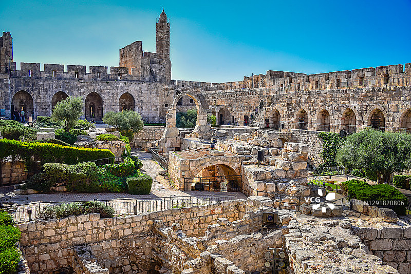 以色列耶路撒冷旧城大卫塔内部遗址图片素材