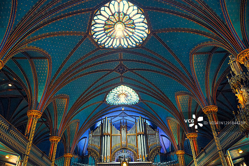 加拿大蒙特利尔圣母大教堂内部建筑图片素材