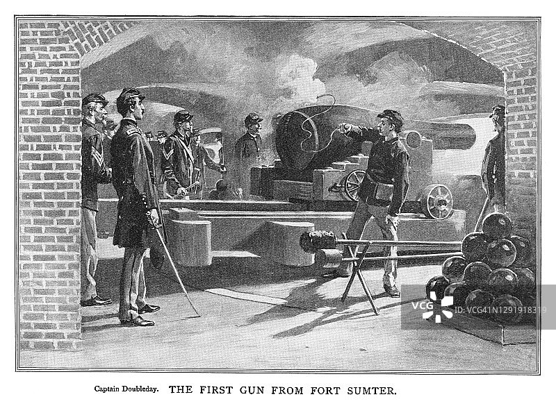 萨姆特堡首发炮击版画图片素材