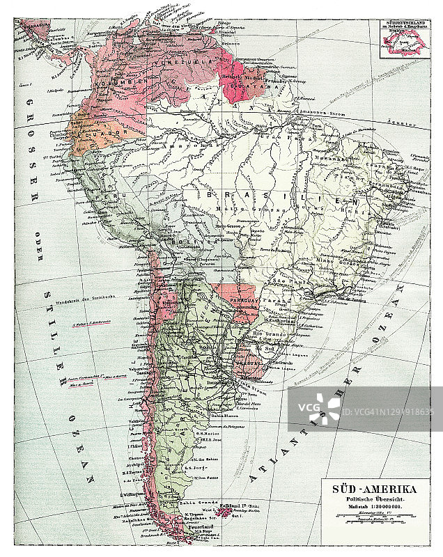 南美洲旧地图图片素材
