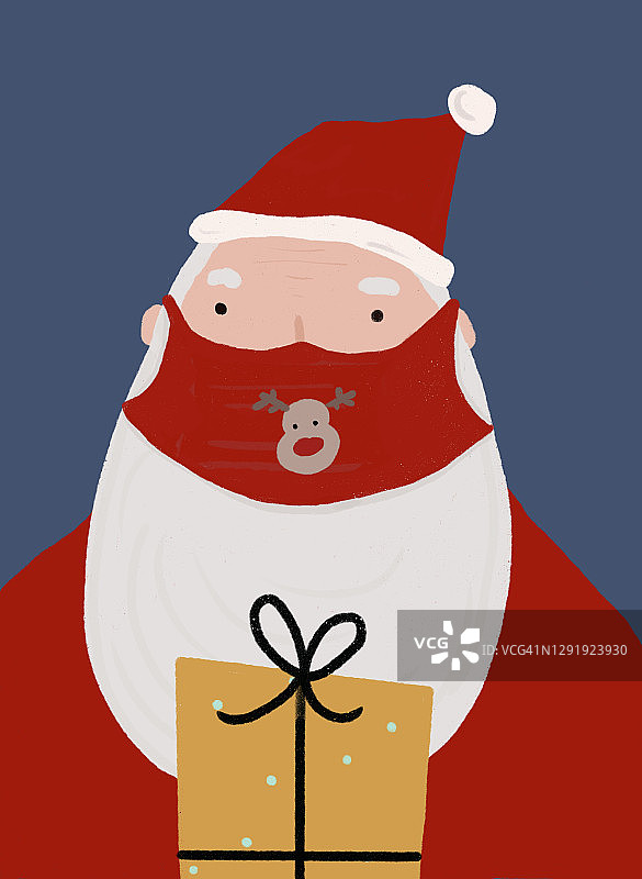 戴防护口罩的圣诞老人剪贴画图片素材