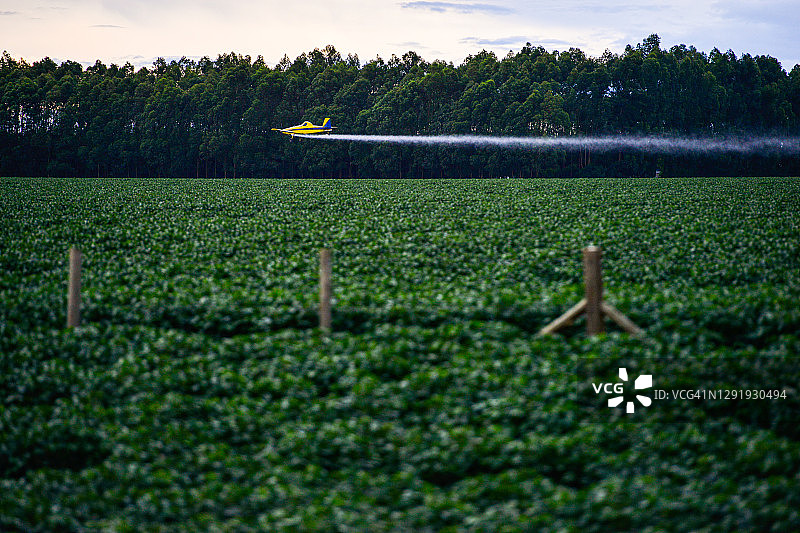 飞机喷洒大豆作物图片素材