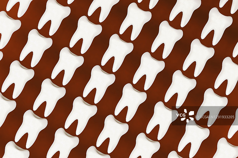 红色背景上的白色臼齿图案图片素材