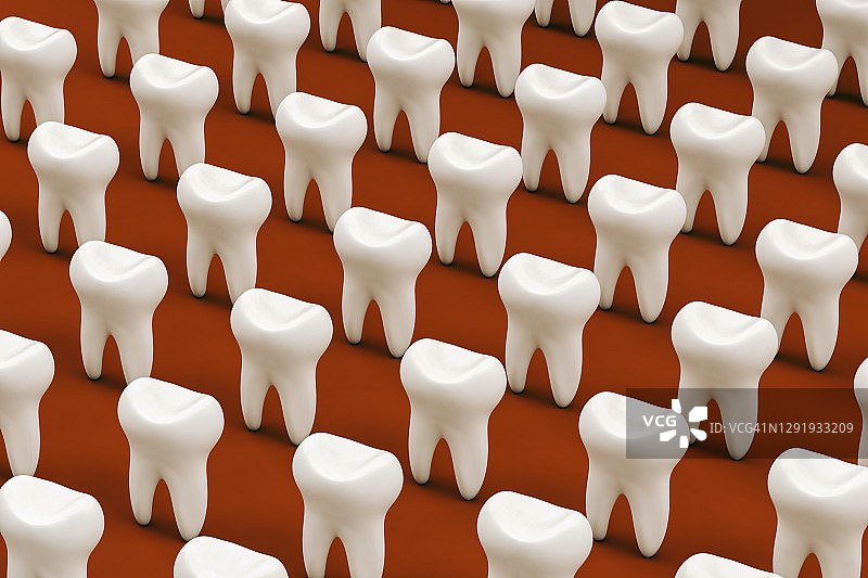 红色背景上的白色臼齿图案图片素材