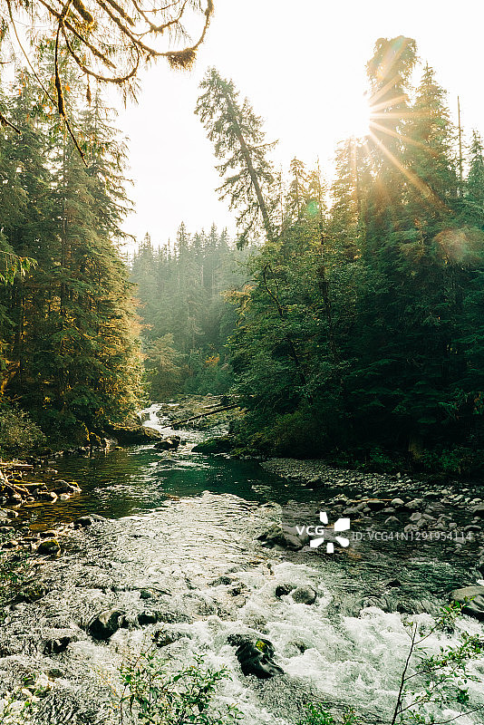 奥林匹克国家公园索尔达克河的日落广角照片图片素材