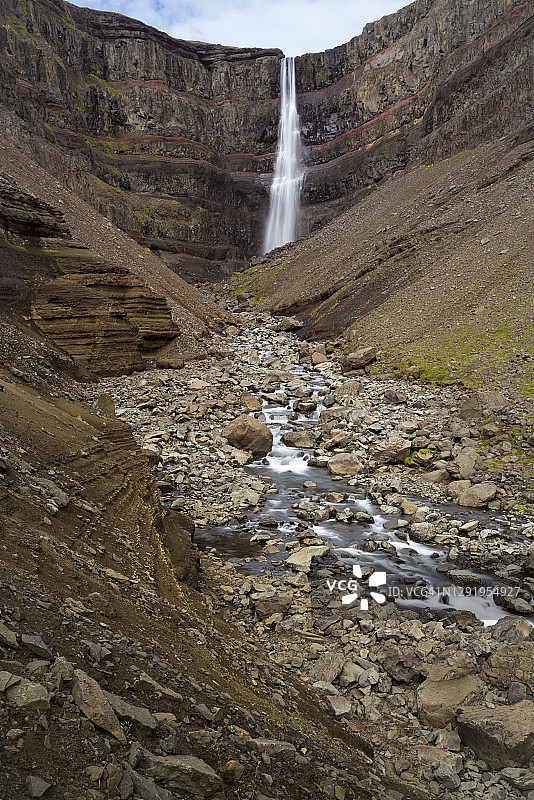 冰岛东部亨吉福斯瀑布壮丽景色图片素材