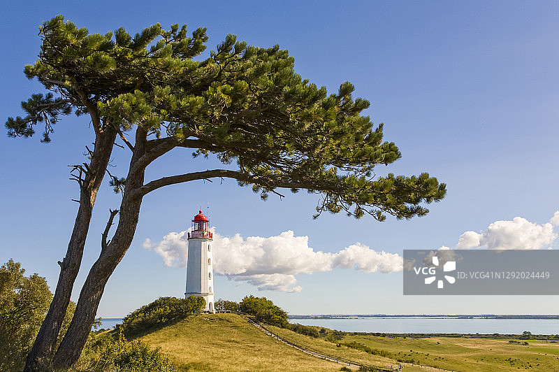 德国梅克伦堡-前波美拉尼亚，希登塞岛海岸的多恩布施灯塔图片素材