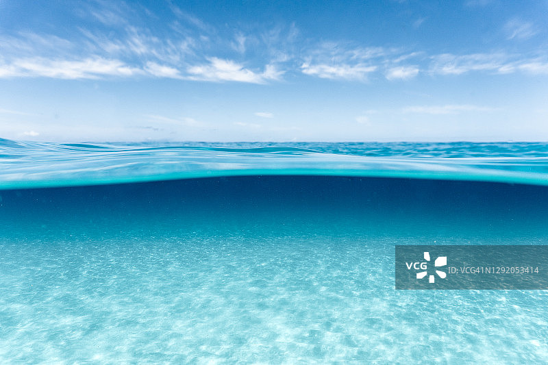 夏威夷水面和清澈水域的上下图像图片素材