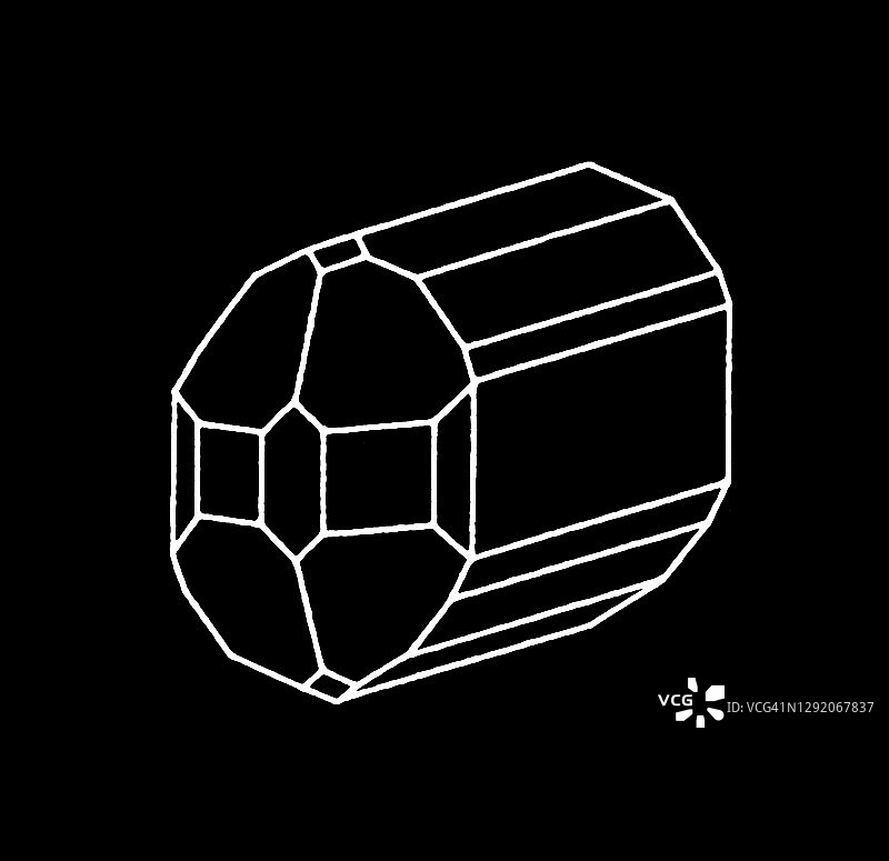 矿物和宝石晶体形态古董图解：矿物学-几何图形图片素材