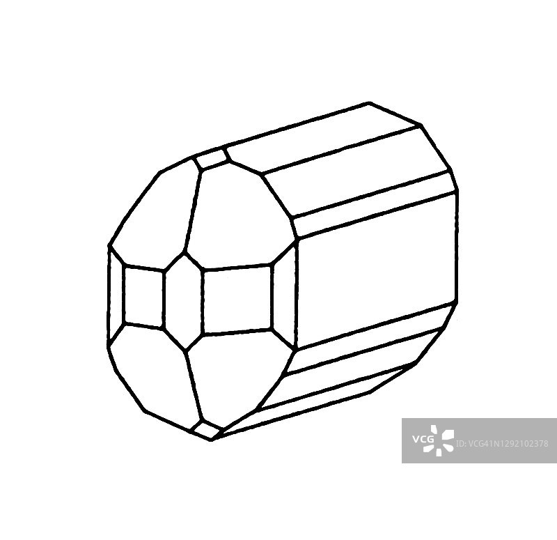菱面体（三方）晶体系统古董插画图片素材