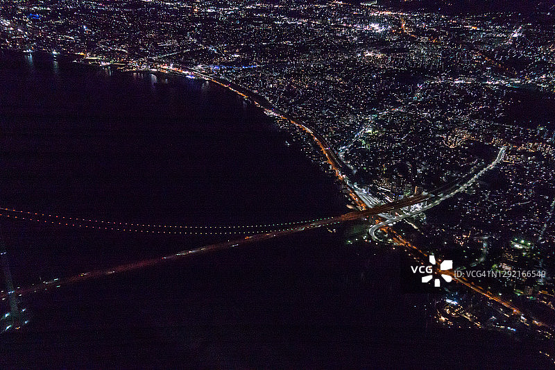 日本神户明石海峡大桥航拍景观图片素材