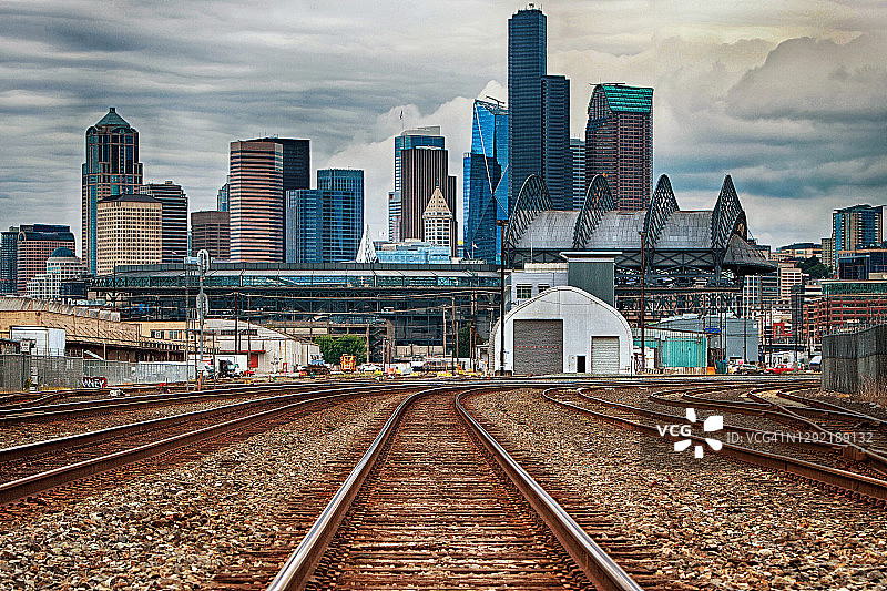 从市中心南部拍摄的西雅图天际线图片素材