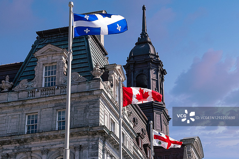 加拿大蒙特利尔老城的殖民风格市政厅建筑图片素材