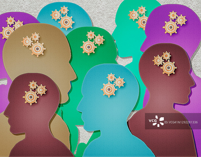 患有精神问题的人的纸工艺品图片素材