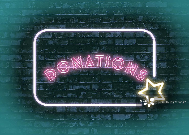 霓虹灯下的捐赠信息图片素材