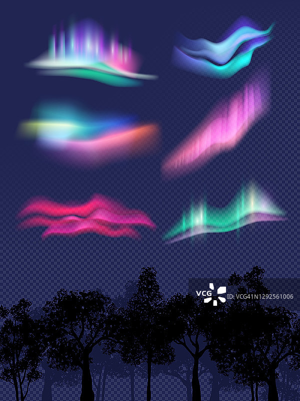 夜空中的北极光矢量模板图片素材