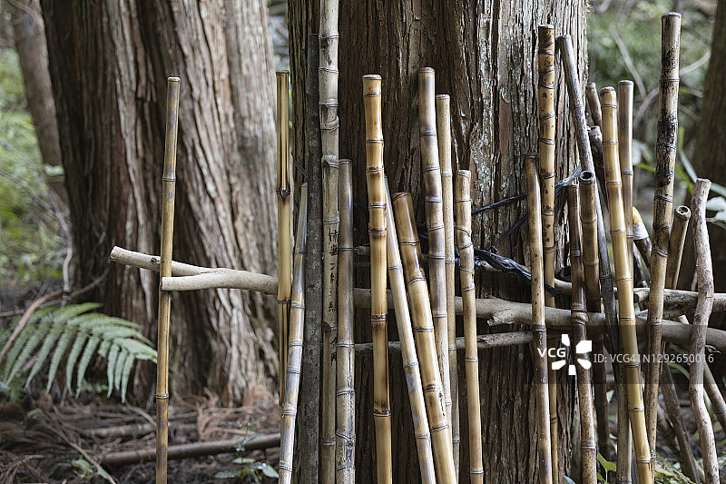 日本四国朝圣者竹杖图片素材