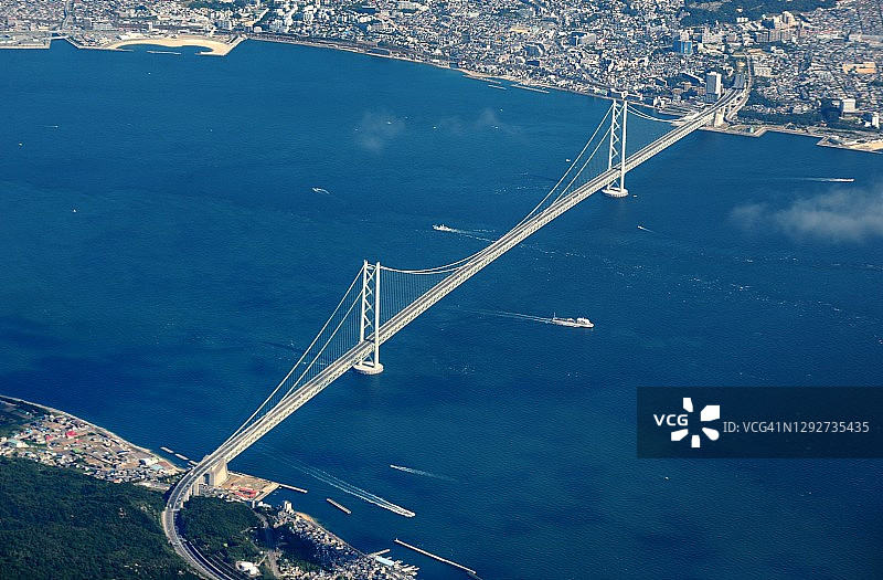 日本明石海峡大桥航拍图片素材