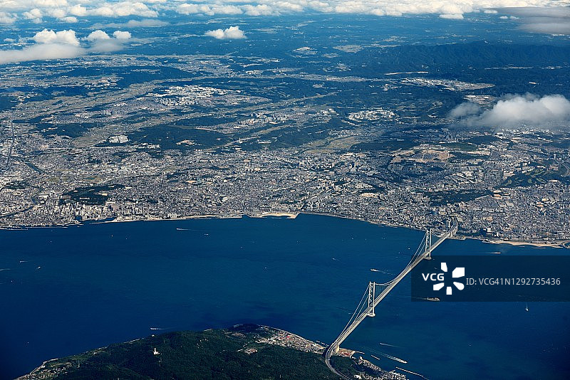 日本明石海峡大桥航拍图片素材