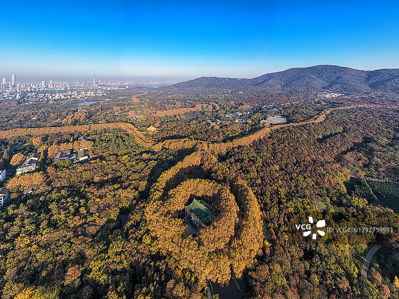 从中山陵远眺南京城市天际线图片素材