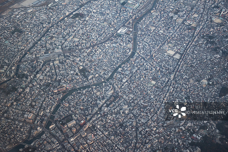 日本福冈市飞机航拍景观图片素材