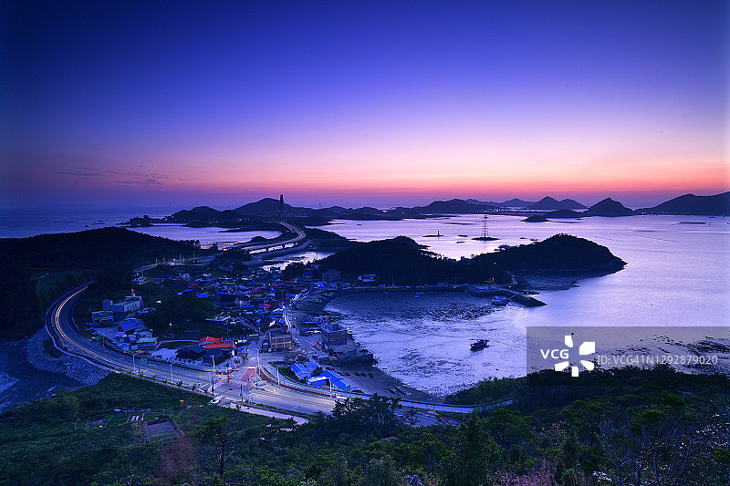 韩国群山仙游岛的日落景色图片素材