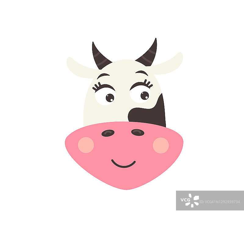 可爱微笑的奶牛头部图片素材