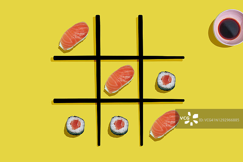 三文鱼寿司井字棋游戏图片素材