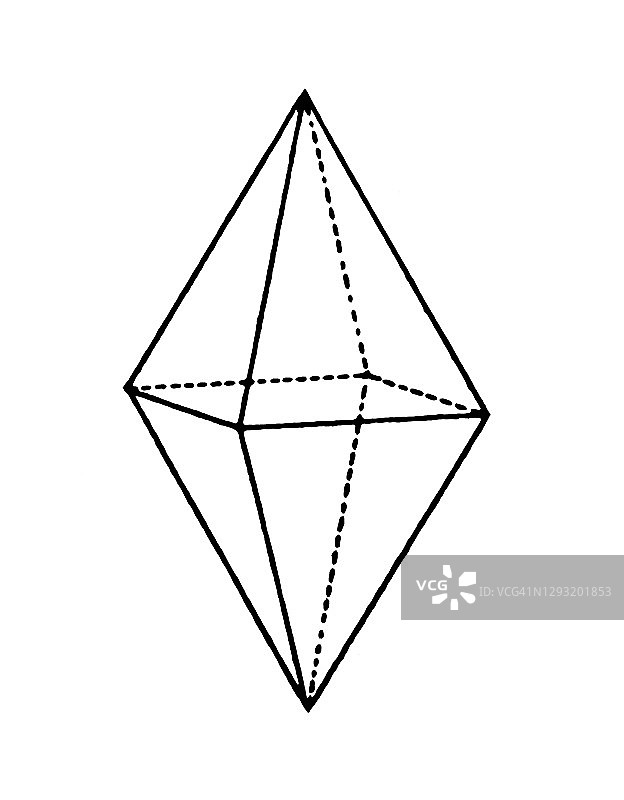 菱面体（三方）晶体系统古董插画图片素材