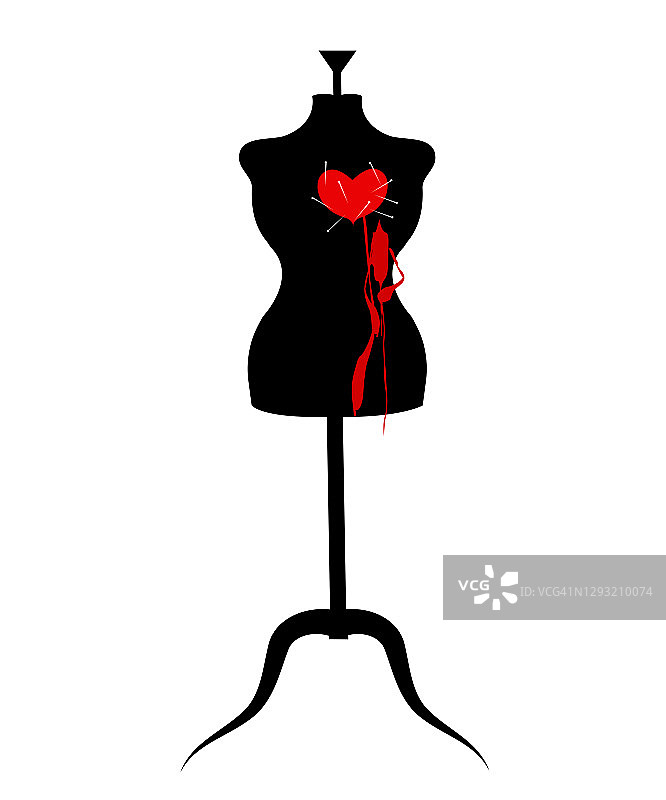 一颗流血的心的人体模特插画图片素材