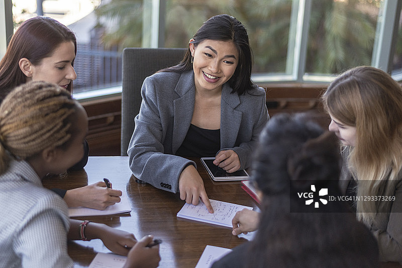 亚洲女性经理领导企业团队会议图片素材