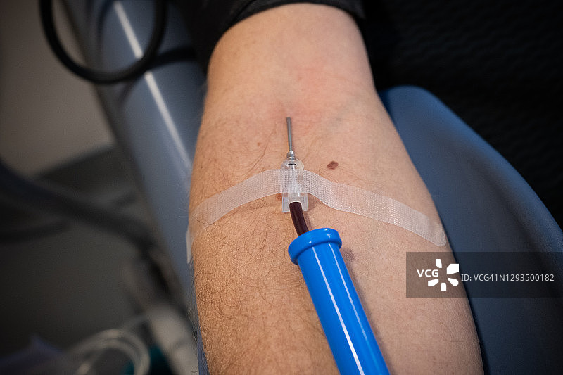 献血者献血特写镜头图片素材
