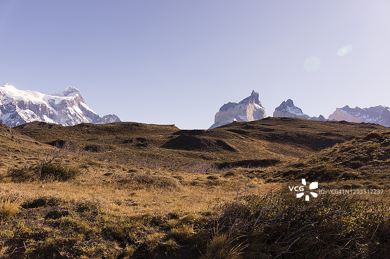 智利巴塔哥尼亚的百内角山峰图片素材