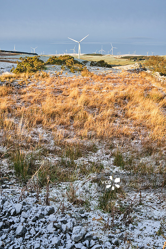 冬季南艾尔郡哈迪亚德山风电场图片素材